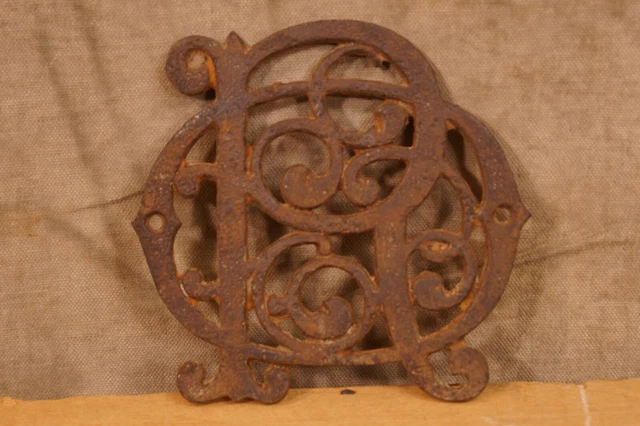 Antique 18th to Early 19th Century Wrought Iron Primitive Door Monogram "R"