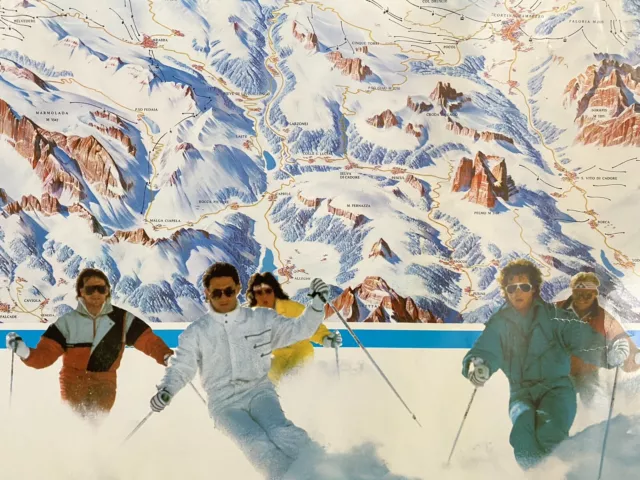 Affiche ancienne originale Dolomiti Superskipass 3