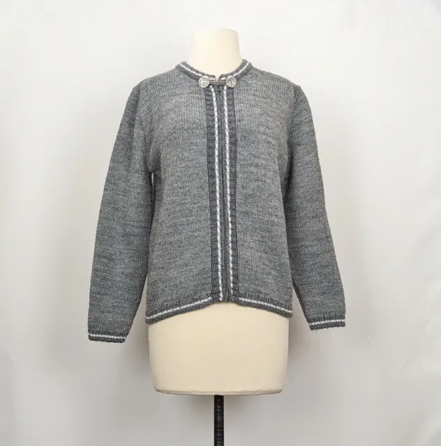 Vintage 60s Penney's Cardigan Sweater Gray Zip Front Acrylic Misses 38 S M