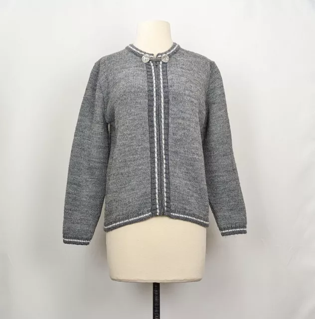 Vintage 60s Penney's Cardigan Sweater Gray Zip Front Acrylic Misses 38 S M