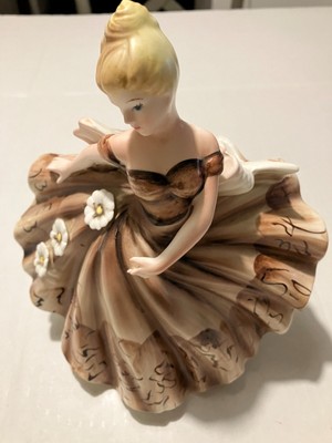 Vintage  Lefton Dancing Lady Figurine Planter Vase 535A