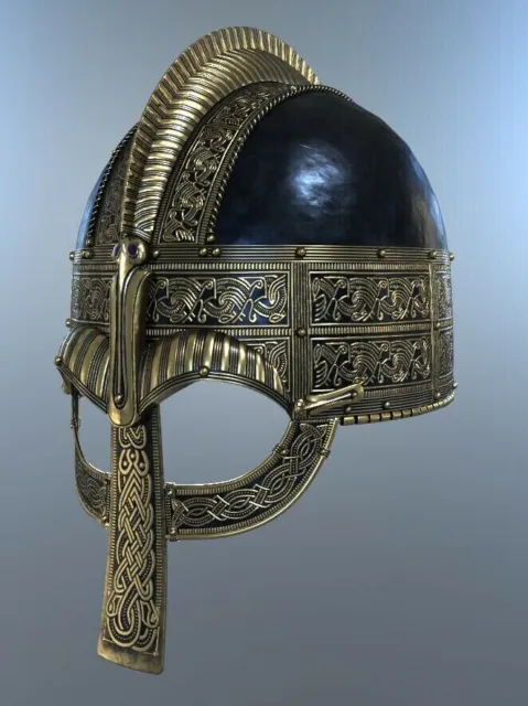 16 calibri acciaio e ottone elmo nasale da cavaliere medievale vichingo Vendel