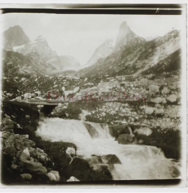 FRANCE Montagne Col de la Vanoise Alpes 1929 Photo Stereo Plaque verre Vintage