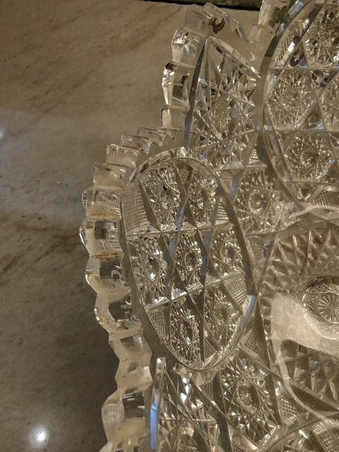 American Brilliant Oval Cut Glass Bowl 7