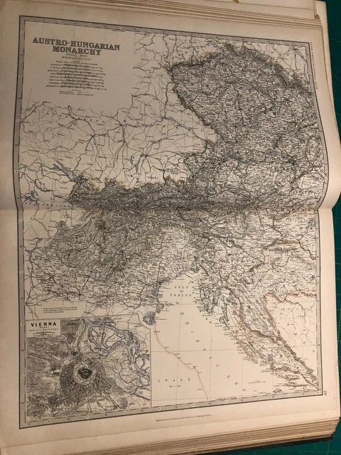 MAP OF AUSTRO HUNGARY Monarchy Alexander Keith Johnston 1880 Royal 