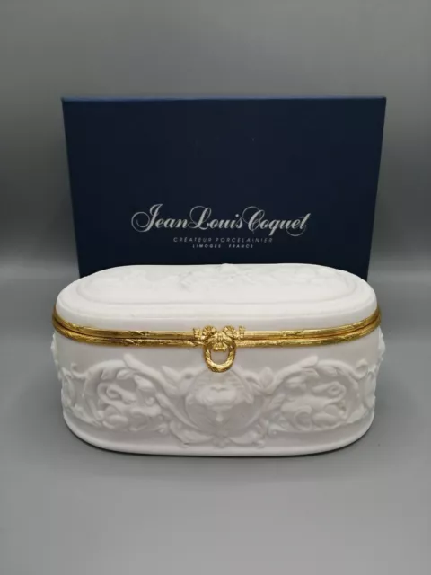 Jean Louis Coquet Limoges kleine Schmuckdose 17,5x 9 x 7,5 cm Bisquitporzellan