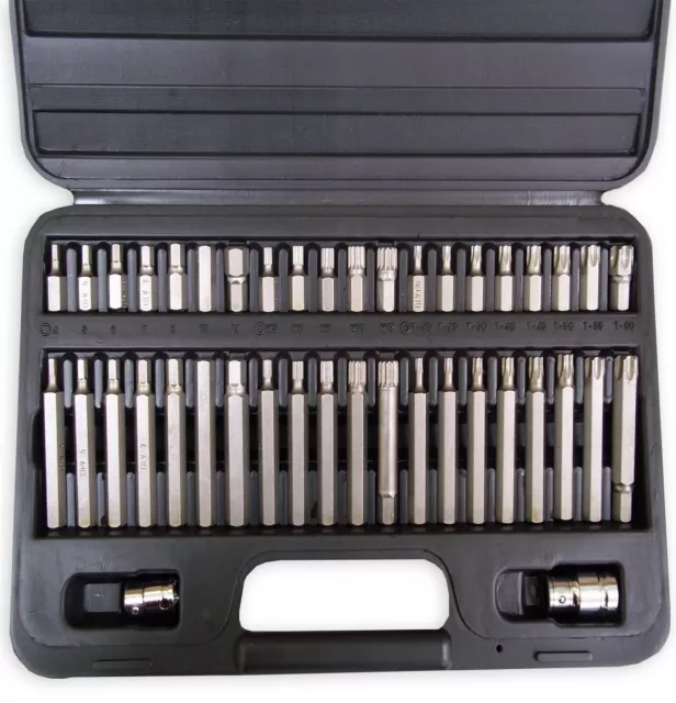 42 Pc Torx Star Spline Hex Socket Bit Set 1/2 3/8 Inch Drive Long Short Autojack