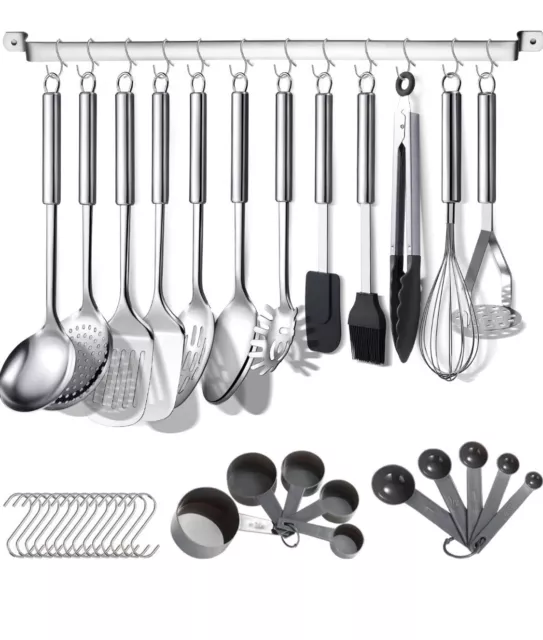 SET DI UTENSILI Da Cucina 38 Pezzi in Acciaio Inossidabile EUR 35