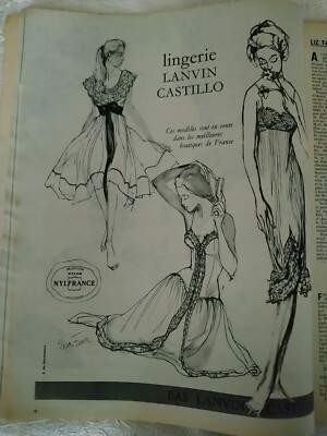 Publicité Advertising 1958  Lingerie bas LANVIN CASTILLO collant sous vetement 