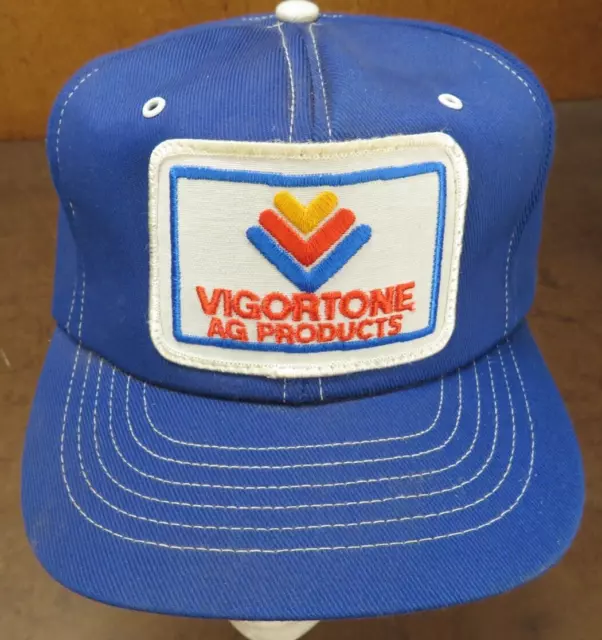 VTG Denim Vigortone Ag Products Service Dealer USA Patch hat Trucker