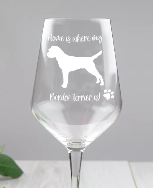 Personalised Border Terrier Wine Glass, Ideal Terrier Gift For Dog Lovers