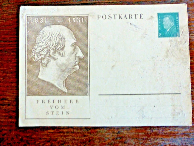 Postkarte Ganzs. Deutsches Reich 1831 - 1931 Freiherr vom Stein ungelaufen