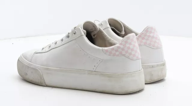 Pull&Bear Womens White Leather Trainer Casual UK 6 EU 39 2