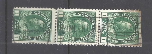 Canada # 104 TRIPLET USED 1c ADMIRAL TORONTO ONTARIO WWI SLOGAN BS27075