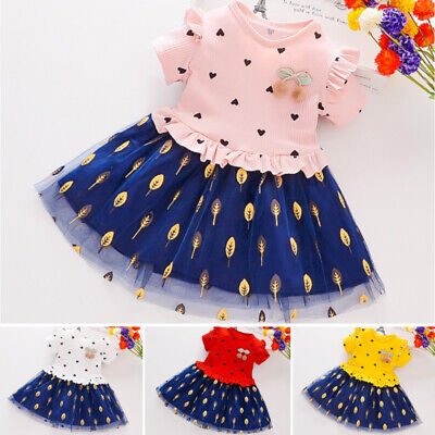 Toddler Baby Kids Tutu Dress Casual Girls Ruffle Mini Tulle Princess Party Dress