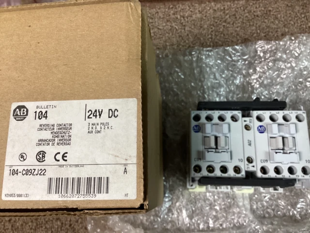 Allen-Bradley 104-C09ZJ22 Reversing Contactor 24 Volt DC Coils-NIB