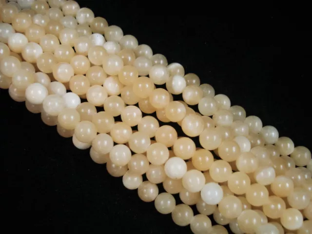 Yellow Jade 6mm Round Gemstone Beads 35cm Strand Jewelry Necklace FREE POSTAGE