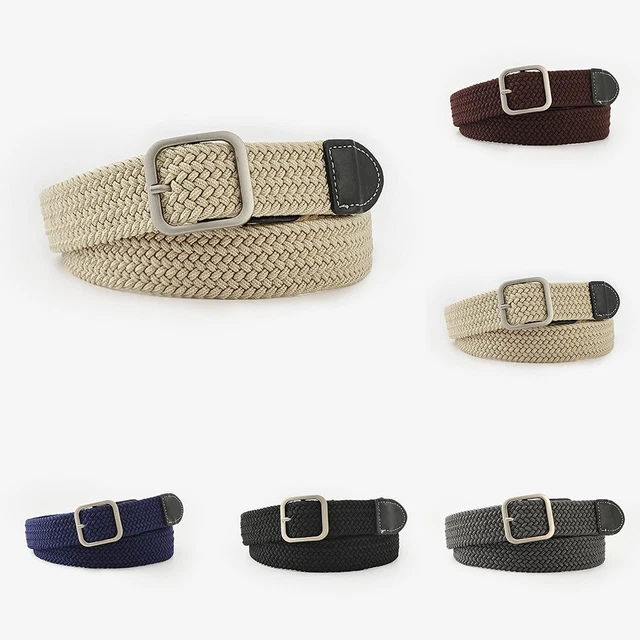 Uomo Cinture Maschile Comodi Intrecciato Traspirante Fibbia Tela Elastica Metal