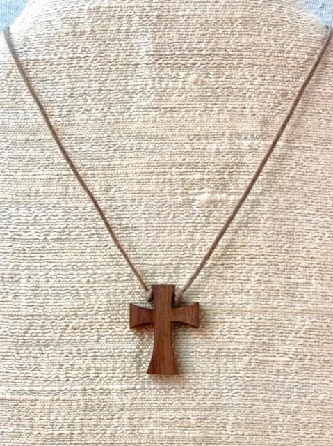 Celtic Cross natural wood necklace / Handmade in USA from reclaimed walnut