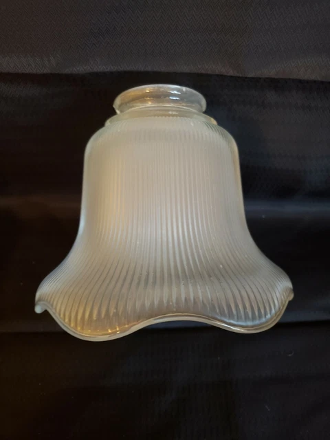 Vintage Frosted Holophane Style Ruffle Rib Industrial Pendant Lamp Shade 2 1/4”