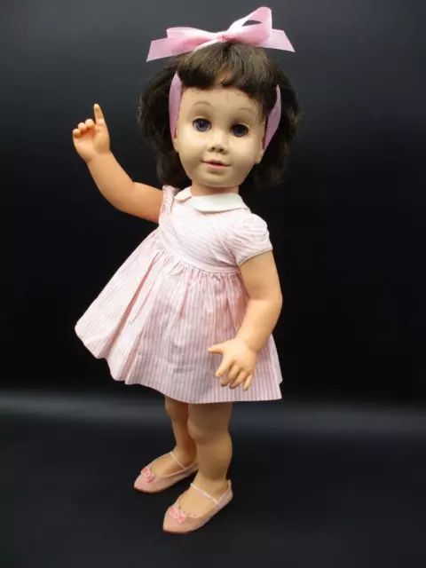 1959 Mattel Chatty Cathy Doll in Pink Peppermint Stick Dress Round Cloth Speaker