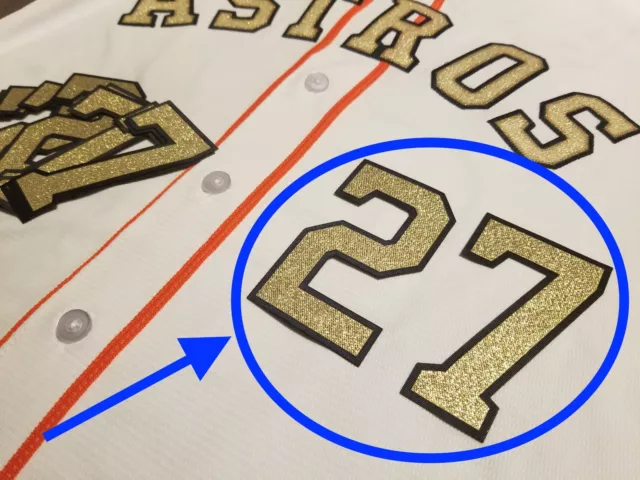 TWO Back Numbers 2023 Gold Houston Astros Jersey lettering Championship  patch
