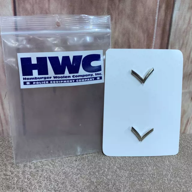New HWC Police Equipment Nickel Private Security Chevron Guard Pin Pair
