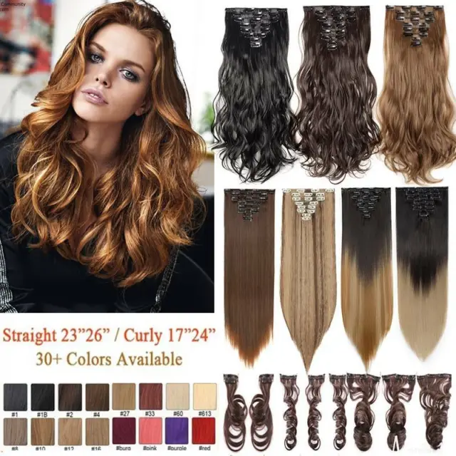 Soft Thick 8 Pieces As False Clip In Hair Extensions Thick Full Head Long Curly