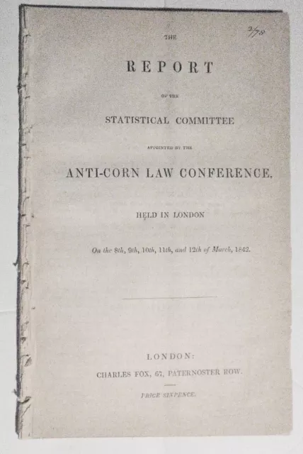 1842 Signal De Statistique Committee Appointed Par The Anti-corn Law Conférence