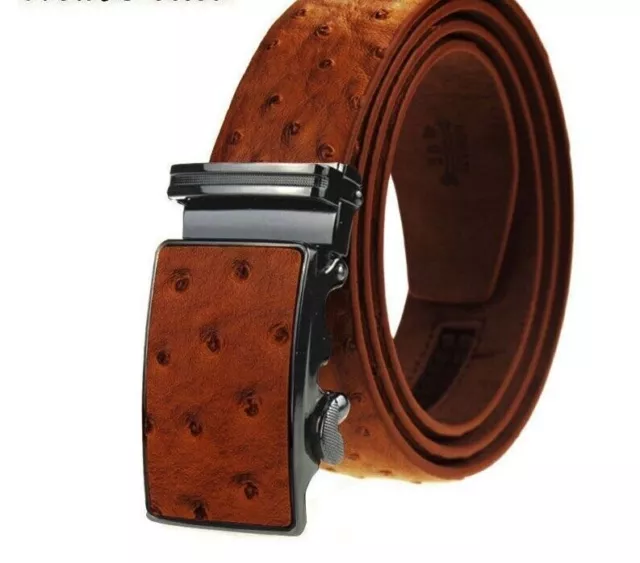 Maikun Luxury Leather Men Original Designt Ostrich Grain Automatic Buckle Belt