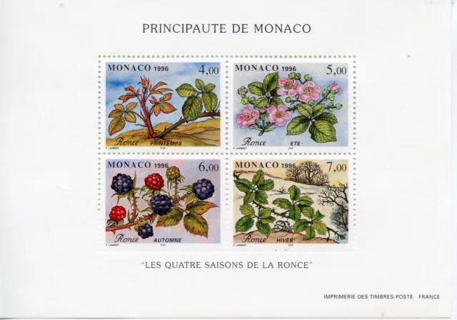 Stamp / Timbre De Monaco Bloc N° 74 ** Les Quatre Saisons De La Ronce