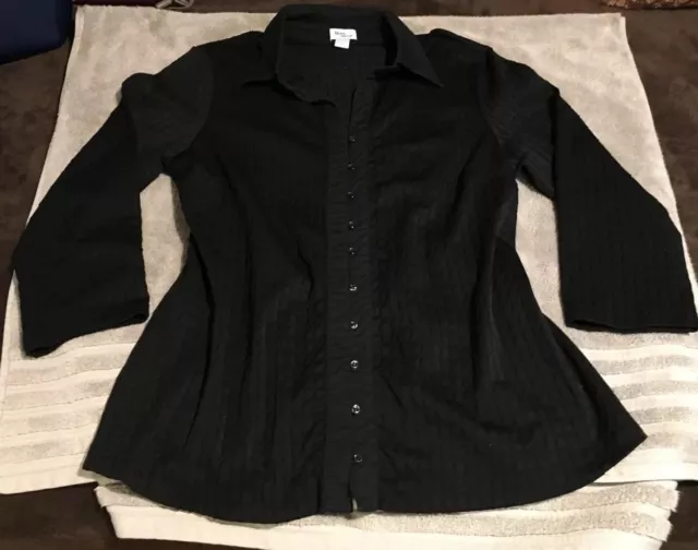 Mimi Maternity Women's Button Down 3/4 Sleeve Blouse Shirt Black - L