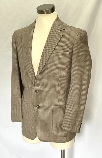 Vtg 1960s Clothcraft Joseph Feis Brown Houndstooth Blazer Sportcoat Suit Jacket