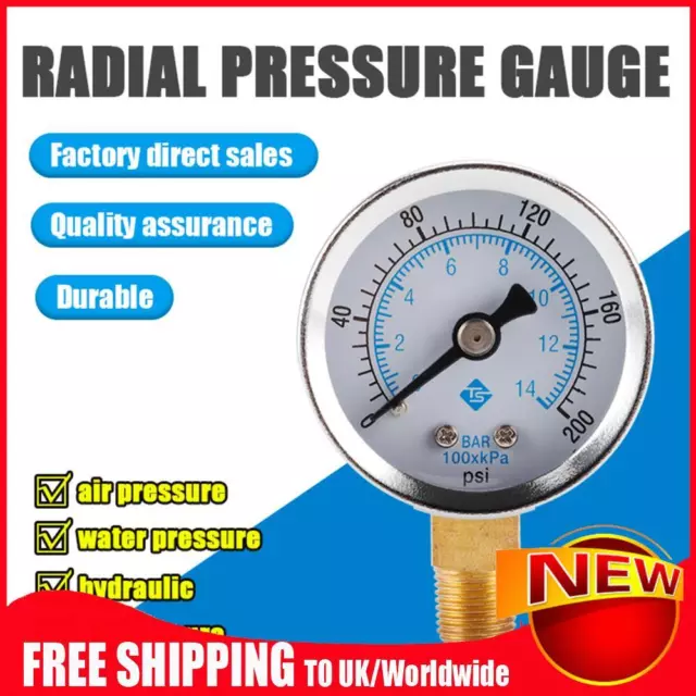 40mm Dial Vacuum Pressure Meter Radial 1/8in NPT 0-200PSI for Smelting Medical