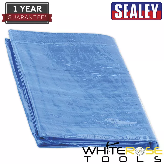 Sealey Tarpaulin 2.44 x 3.05m Blue Cover Tear-Proof Waterproof UV Filter