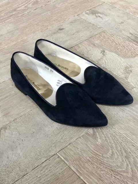 RUSSELL & BROMLEY Navy Suede Pointy Flats Size 37 Worn Once EXCELLENT ...