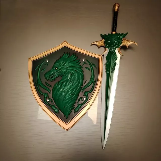 Polyurethane Foam Green Dragon Sword and Shield Set