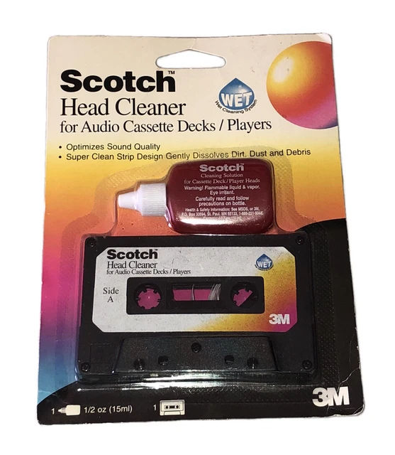 3M SCOTCH AUDIO Cassette Deck Head Cleaner Kit Tape & Liquid Solution