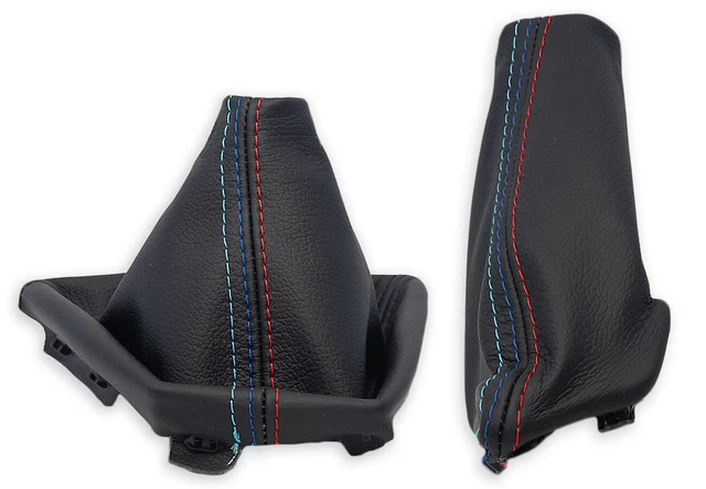 Soufflet Levier De Vitesse Et Frein En Cuir Pour SEAT IBIZA II (1993-1999) | 100% Cuir Véritable, Couture Noire - JPstraps