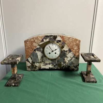 10E18 ANCIENNE HORLOGE MARBRE BLANC ART DÉCO LA LOI EST DURE JUSTICE FURA LEX 