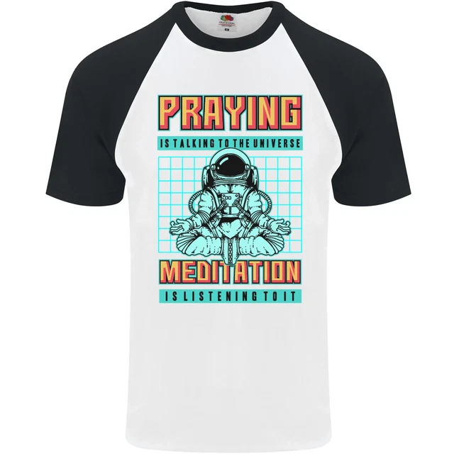 Preghiera E Meditazione Spazio Universo Yoga Uomo S/S Baseball T-Shirt