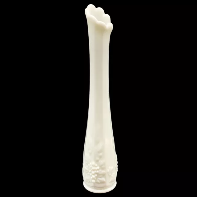 Westmoreland Paneled Grape Milk Glass Bud Vase 10”T 2”W 2