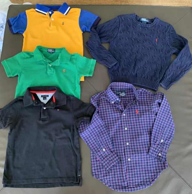 Lot 5 Boys Shirts Sweater Ralph Lauren Tommy Hilfiger Chaps Size 5/6