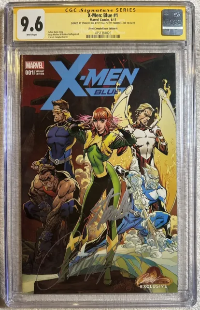 X-Men: Blue #1 CGC SS 9.6 Double Signed Stan Lee J. Scott Campbell Variant HOT