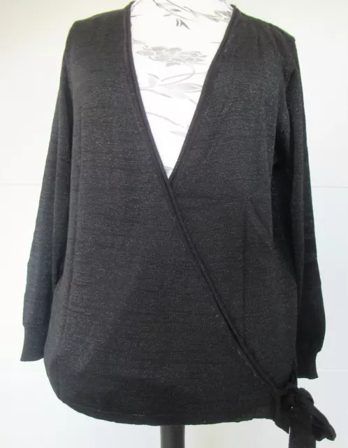 Sheego Donna Golf Cardigan Nero Taglie Forti Brillantini Cardigan Maniche Lunghe