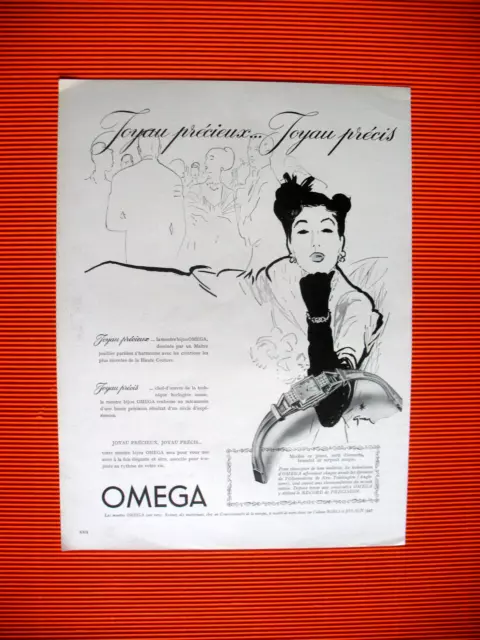 Publicite De Presse Omega Montre Precision Chronometre Illustration Gruau 1947