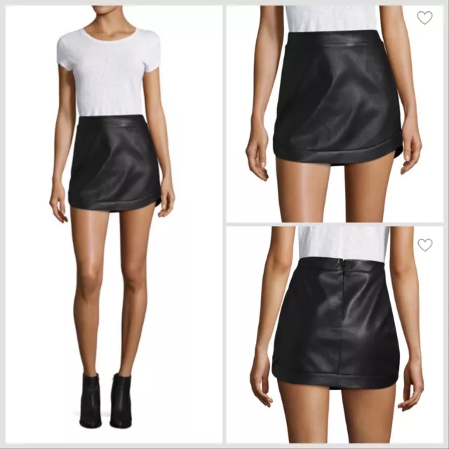 BCBG Maxazria Faux Leather Kanya Mini Skirt Black Lined NWT Size Medium