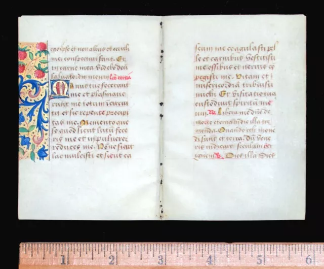c. 1500 MEDIEVAL BOOK OF HOURS BIFOLIUM LEAVES, FRANCE, ILLUMINATED MANUSCRIPT c. 1500 MEDIEVAL BOOK OF HOURS BIFOLIUM LEAVES, FRANCE, ILLUMINATED MANUSCRIPT