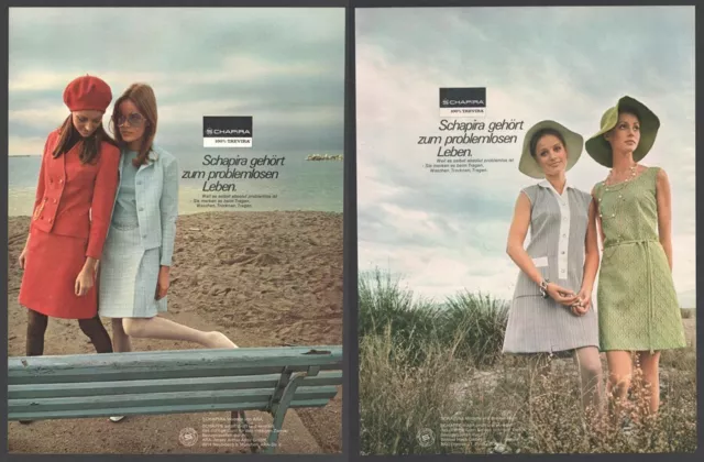 Konvolut, 3x Original Reklame 1969, Schapira Stoffe, Mode, Mini, Beine, 60er