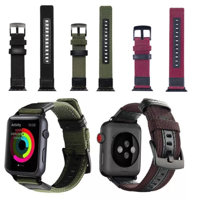 Outdoor Nylon Stoff Uhr Sport Band Armband für Apple Watch Serie 5 4 3 2 1 Neu